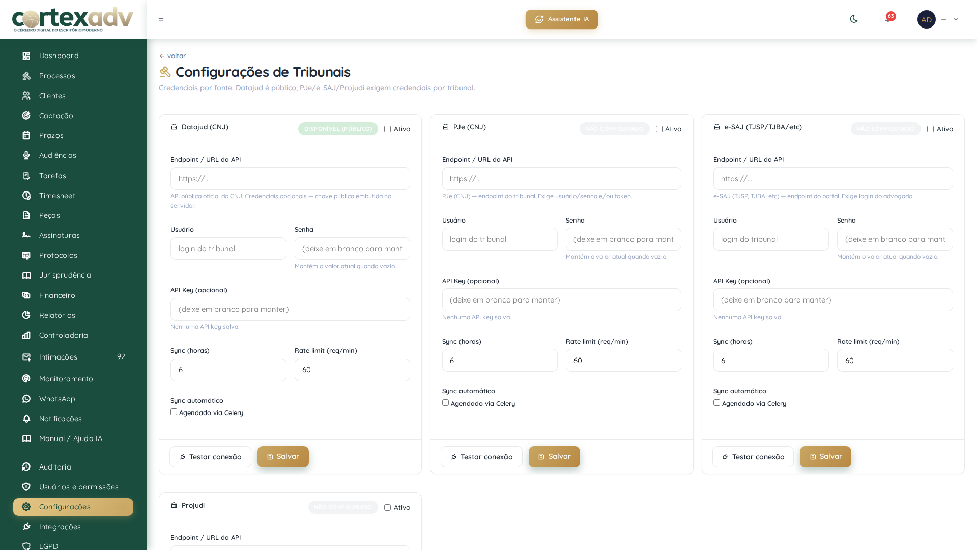 Config Global de Tribunais