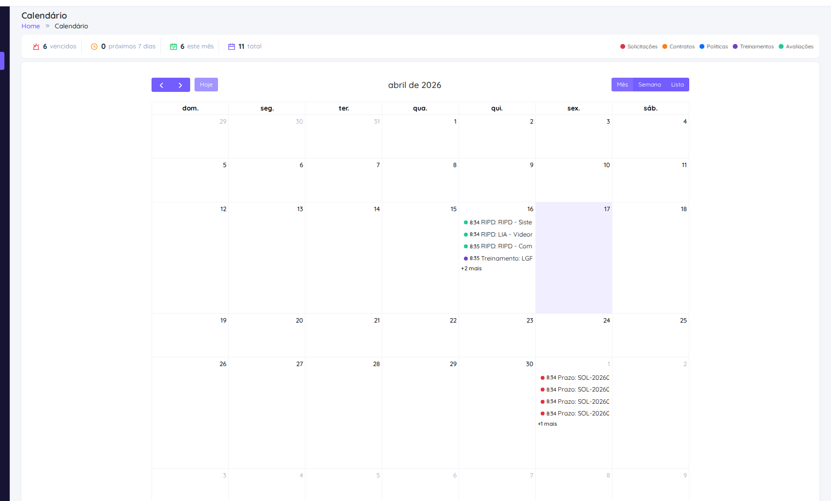 Calendário